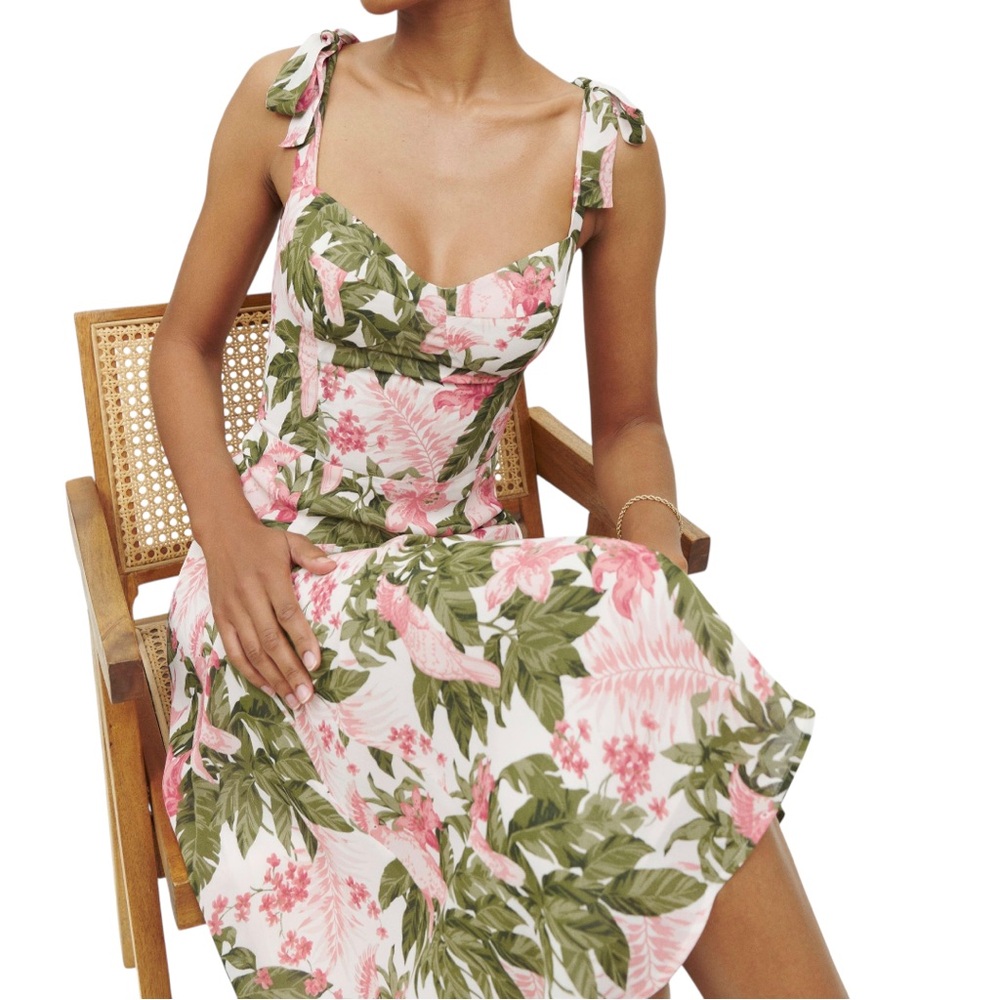 Reformation NWT Nadira Long Dress in Canopy | Size 6 | Orig $298